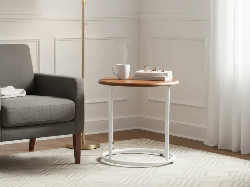 Clara Side Table with Metal Frame and Wooden Top